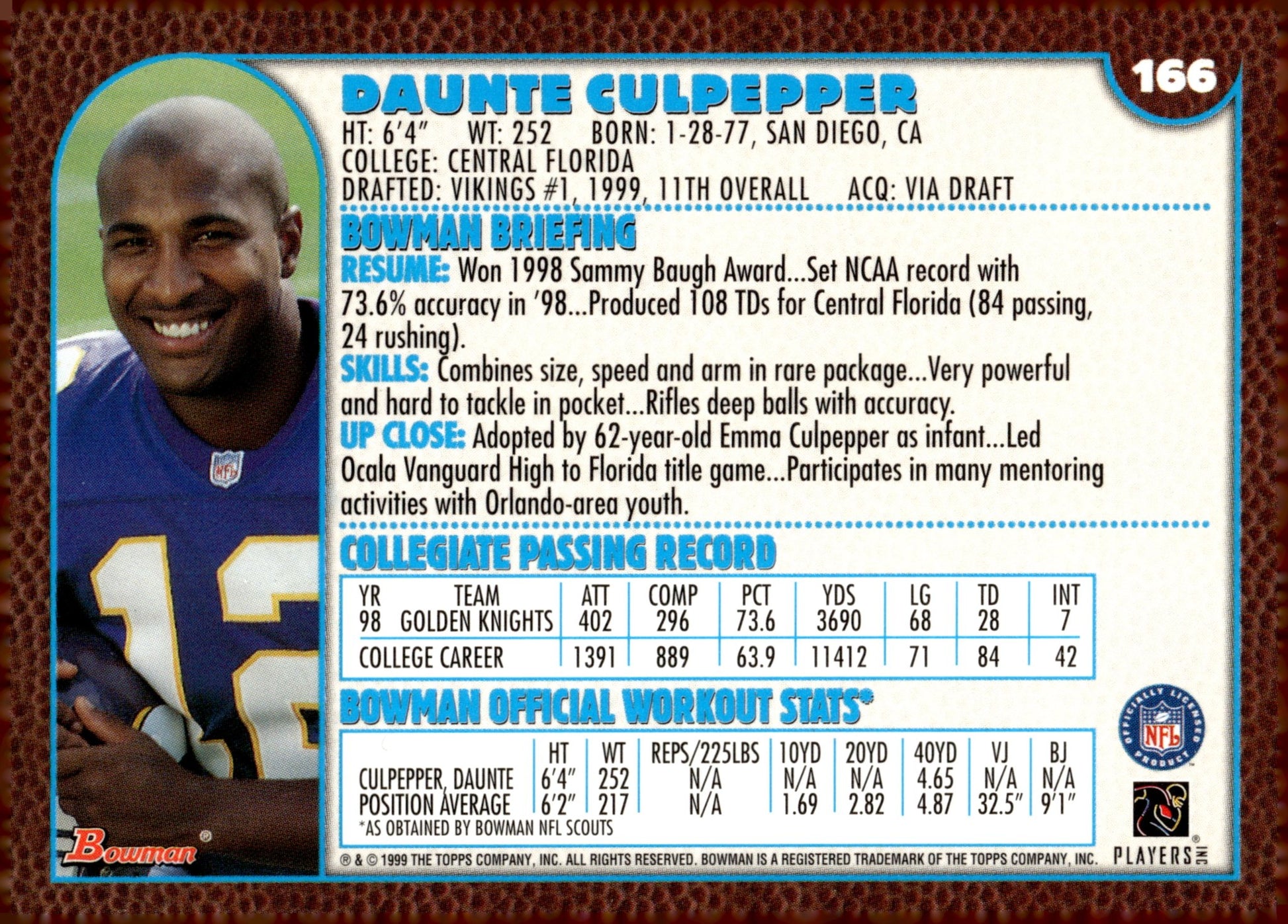 Daunte Culpepper 1999 Bowman RC #166 - Collector Store LLC