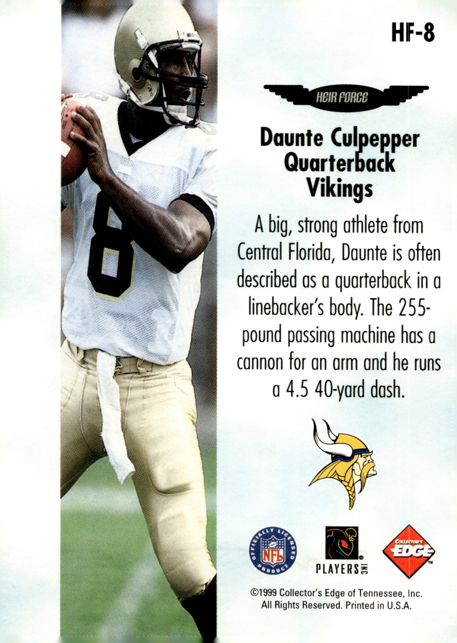 Daunte Culpepper 1999 Collector's Edge Heir Force RC #HF - 8 - Collector Store LLC
