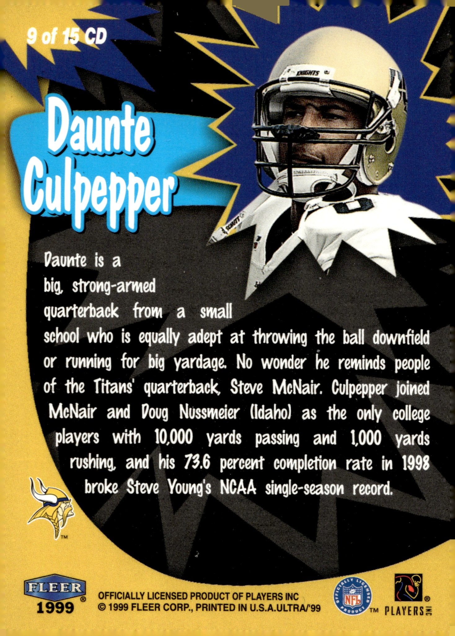 Daunte Culpepper 1999 Fleer Ultra Caught in the Draft RC #9 - Collector Store LLC