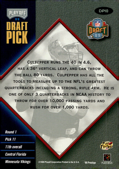 Daunte Culpepper 1999 Playoff Draft Pick Round 1 RC #DP10 - Collector Store LLC