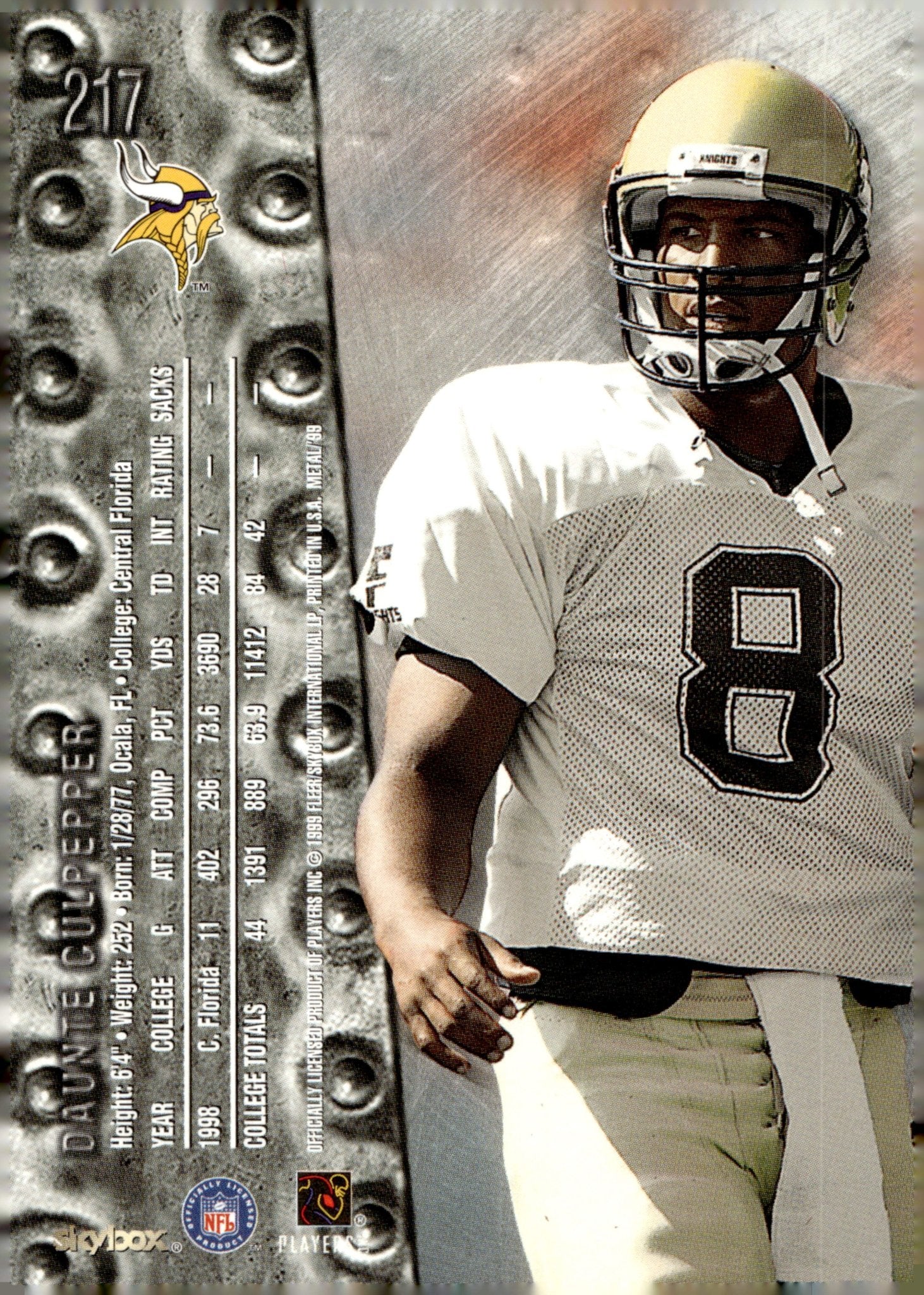 Daunte Culpepper 1999 Skybox Metal Universe RC #217 #2 - Collector Store LLC