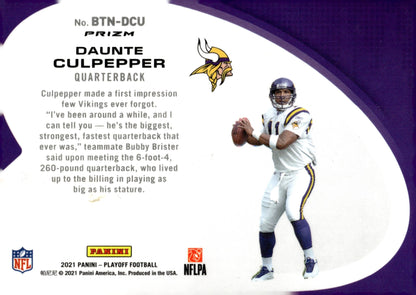 Daunte Culpepper 2021 Panini Playoff Behind the Numbers Purple Prizm #BTN - DCU - Collector Store LLC