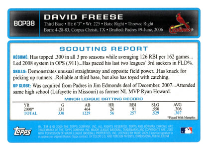 David Freese 2009 Bowman Chrome #BCP38 - Collector Store LLC