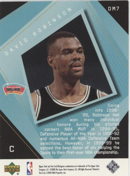 David Robinson 1999 - 00 Upper Deck Black Diamond Might #DM7 - Collector Store LLC