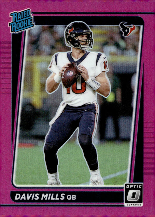 Davis Mills 2021 Panini Donruss Optic Rated Rookie Pink Prizm RC #222 - Collector Store LLC