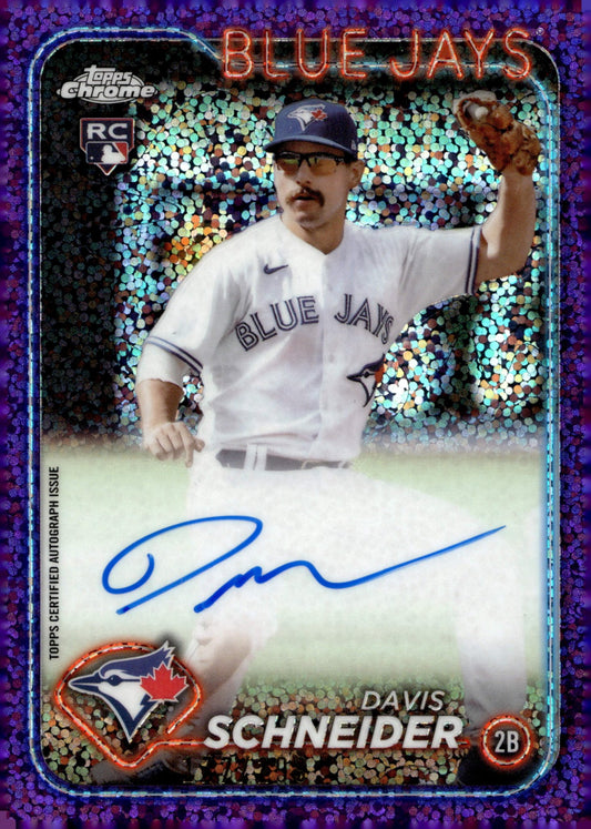Davis Schneider 2024 Topps Chrome Purple Speckle Refractor RC Auto 177/299 - Collector Store LLC