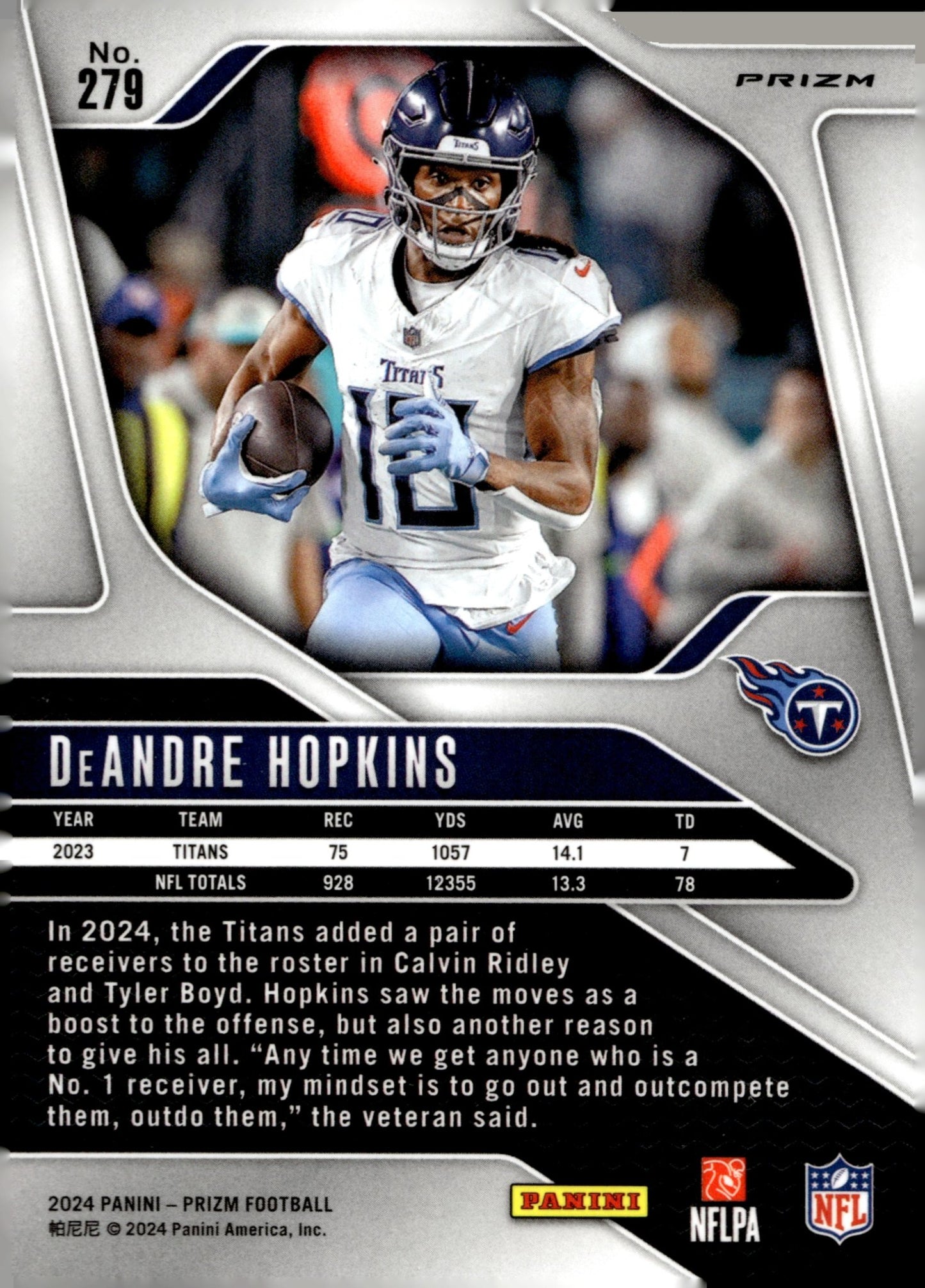 DeAndre Hopkins 2024 Panini Prizm No Huddle Prizm #279 - Collector Store LLC