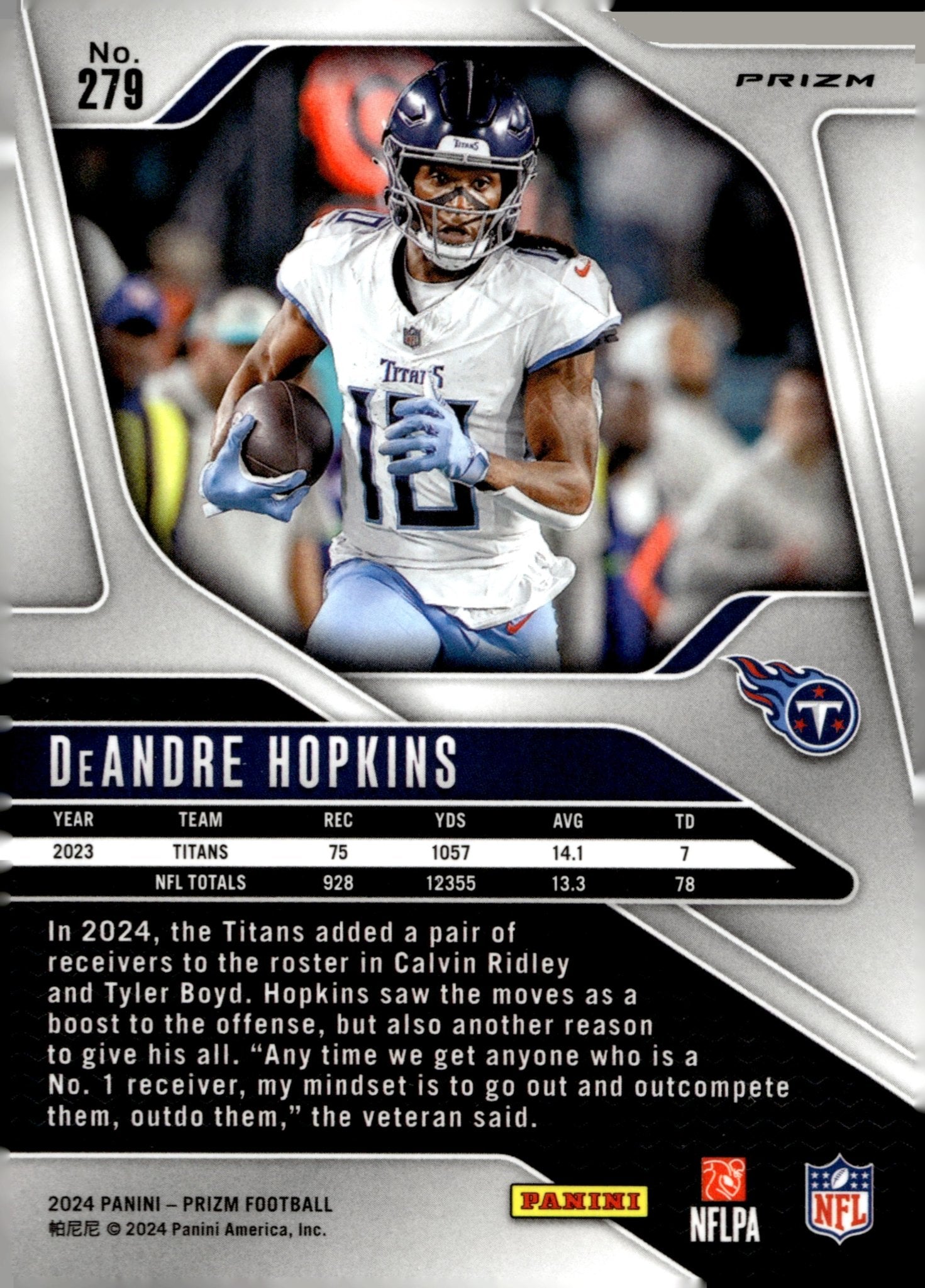 DeAndre Hopkins 2024 Panini Prizm No Huddle Prizm #279 - Collector Store LLC