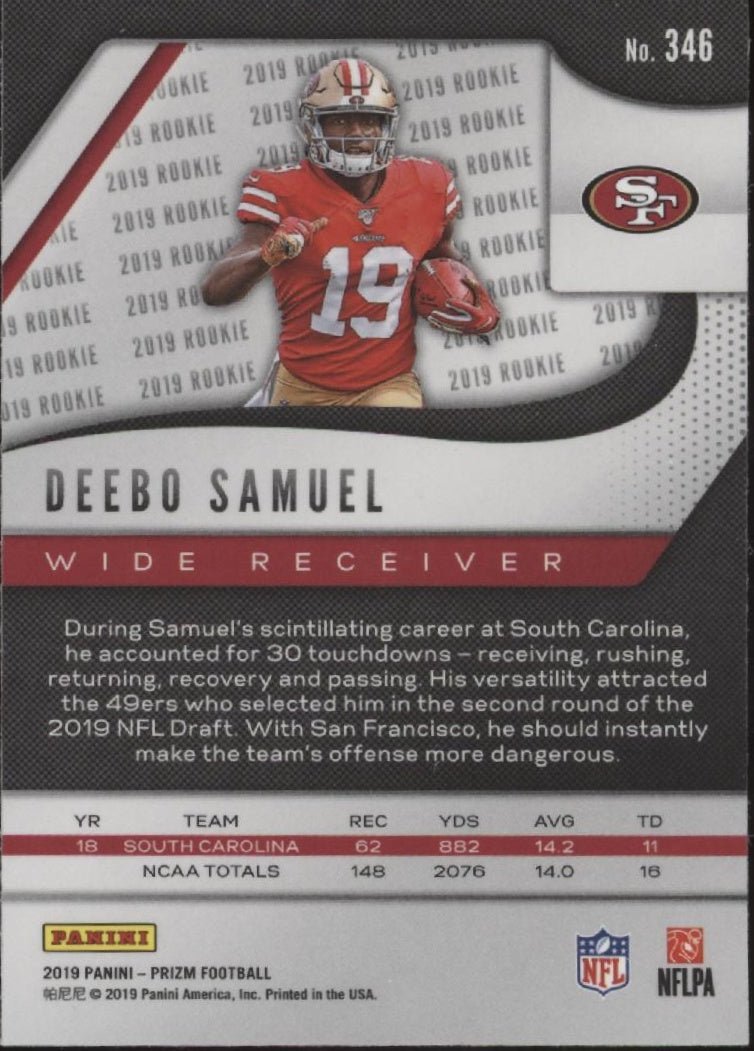 Deebo Samuel 2019 Panini Prizm RC #346 - Collector Store LLC