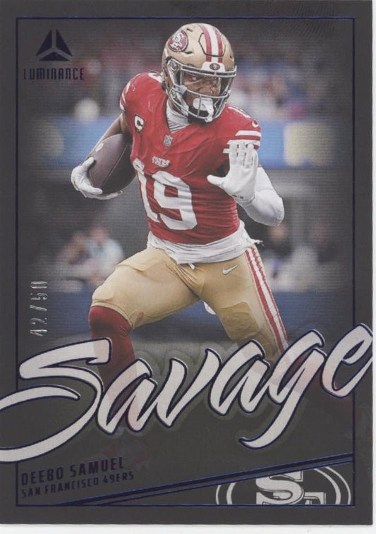 Deebo Samuel 2024 Panini Luminance Savage Blue 42/50 #SAV - DSL - Collector Store LLC