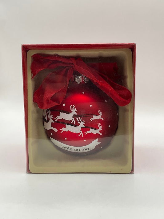 DEI We Bring The Fun Red Reindeer Ball Ornament - Collector Store LLC