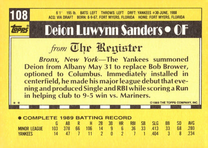 Deion Sanders 1989 Topps RC 108 1 - Collector Store LLC