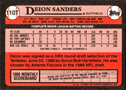 Deion Sanders 1989 Topps Traded RC 110T 3 - Collector Store LLC