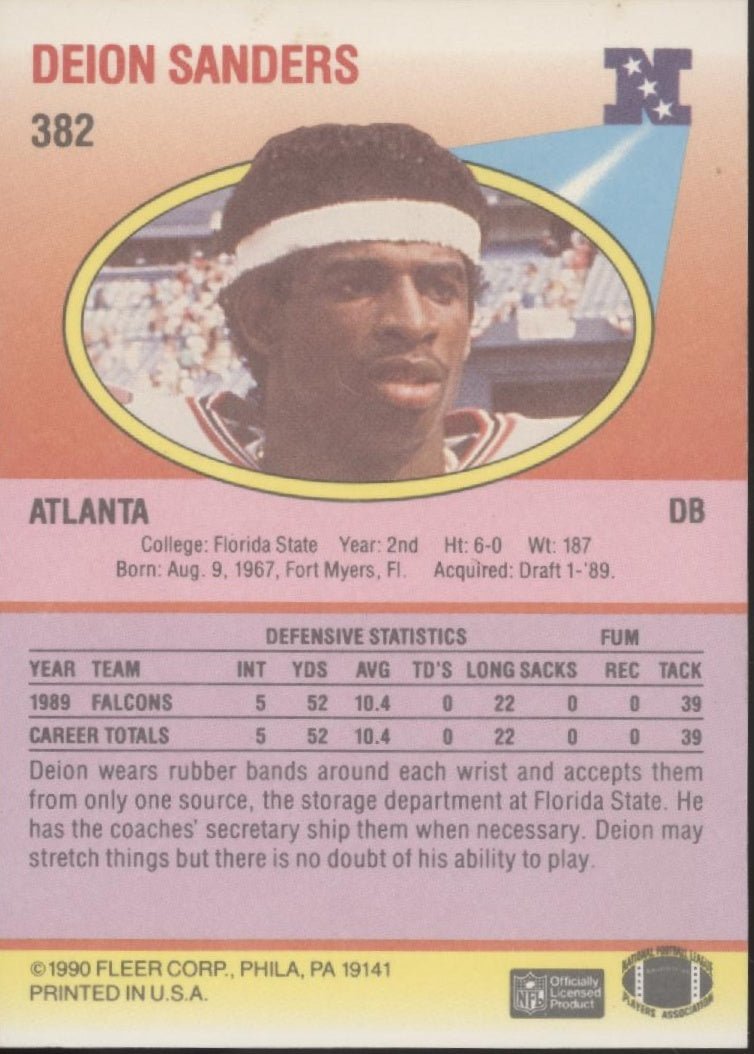 Deion Sanders 1990 Fleer #382 - Collector Store LLC