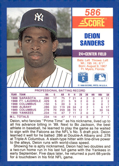 Deion Sanders 1990 Score 586 - Collector Store LLC