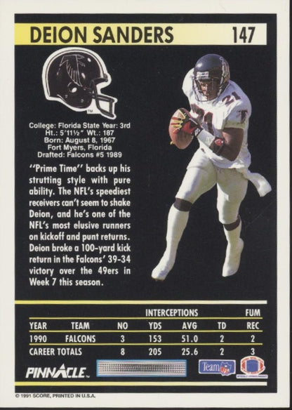 Deion Sanders 1991 Score Pinnacle #147 - Collector Store LLC