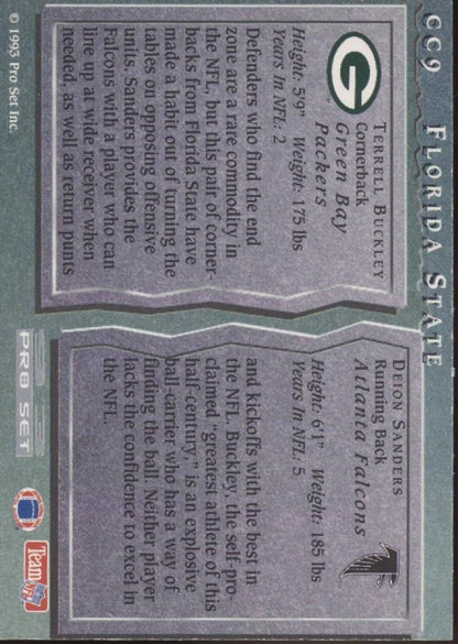 Deion Sanders / Terrell Buckley 1993 Pro Set College Connections #CC9 - Collector Store LLC