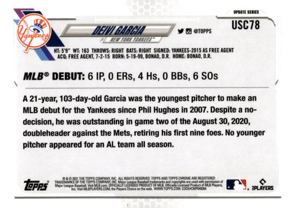 Deivi Garcia 2021 Topps Chrome Pink Wave Refractor RC USC78 - Collector Store LLC