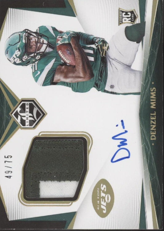 Denzel Mims 2020 Panini Limited Swatch RC Auto 49/75 #123 - Collector Store LLC