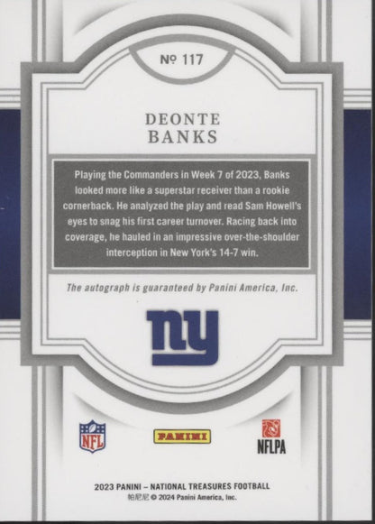 Deonte Banks 2023 Panini National Treasures RC Auto 96/99 #117 - Collector Store LLC