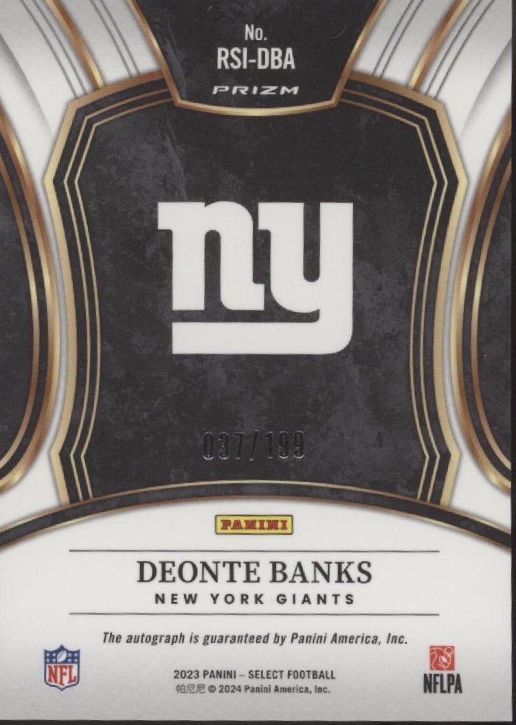 Deonte Banks 2023 Panini Select Prizm RC Auto 037/199 #RSI - DBA - Collector Store LLC