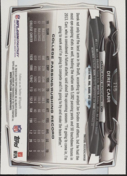 Derek Carr 2014 Topps Chrome RC #115 - Collector Store LLC