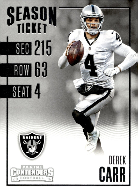 Derek Carr 2016 Panini Contenders Season Ticket #71 - Collector Store LLC