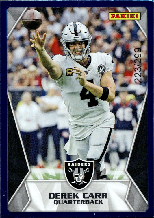 Derek Carr 2020 Panini NFL Sticker & Card Collection Blue 223/299 #29 - Collector Store LLC