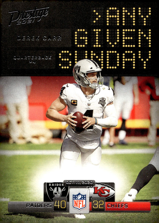 Derek Carr 2021 Panini Prestige Any Given Sunday #AGS - DC #1 - Collector Store LLC