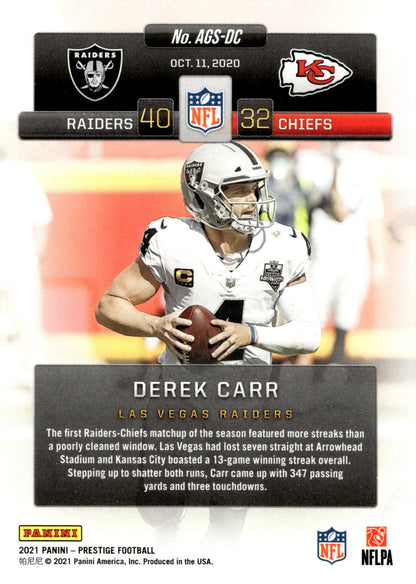 Derek Carr 2021 Panini Prestige Any Given Sunday #AGS - DC #2 - Collector Store LLC