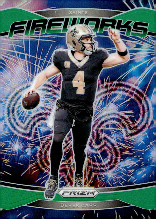 Derek Carr 2024 Panini Prizm Fireworks Green Prizm #11 - Collector Store LLC