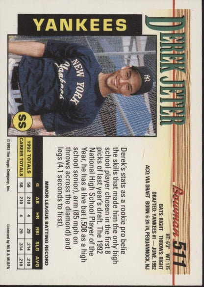 Derek Jeter 1993 Bowman RC #511 - Collector Store LLC