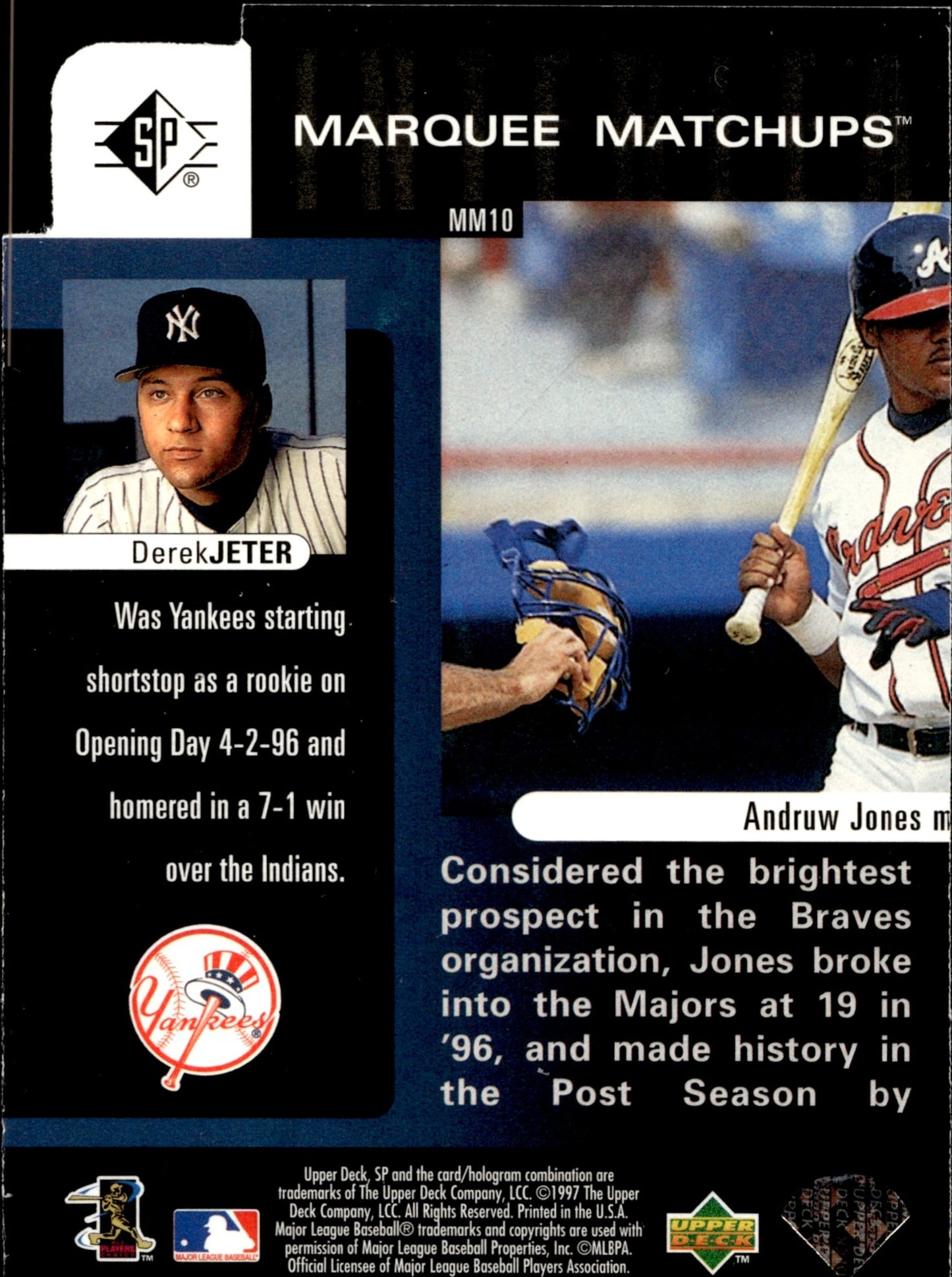 Derek Jeter 1997 Upper Deck SP Marquee Matchups Die - Cut #MM10 - Collector Store LLC