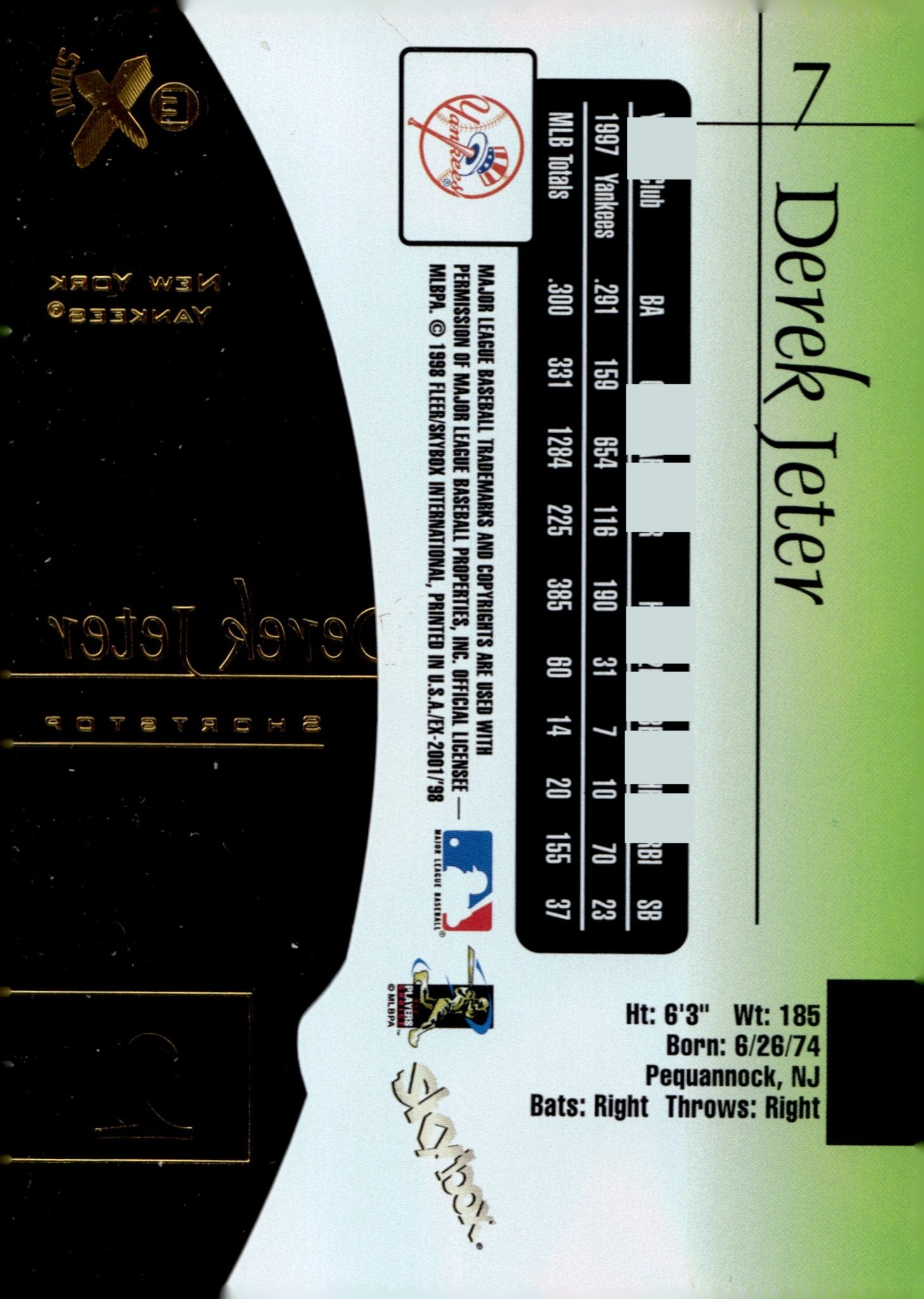 Derek Jeter 1998 Skybox EX 2001 #7 - Collector Store LLC