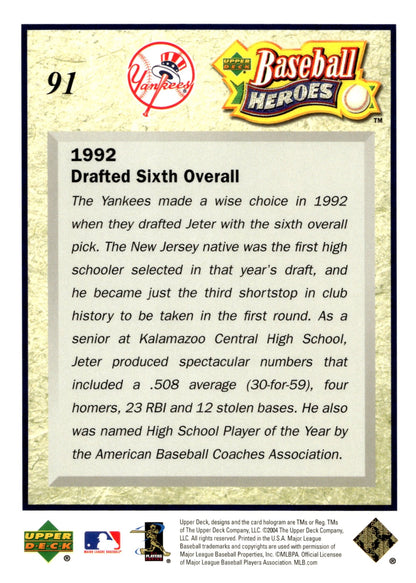 Derek Jeter 2004 Upper Deck Baseball Heroes #91 - Collector Store LLC