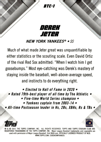 Derek Jeter 2021 Topps Stadium Club Chrome Beam Team Wave Refractor #BTC - 1 - Collector Store LLC