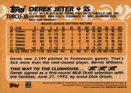 Derek Jeter 2023 Topps Chrome 35th Anniversary Mojo Refractor T88CU - 38 - Collector Store LLC