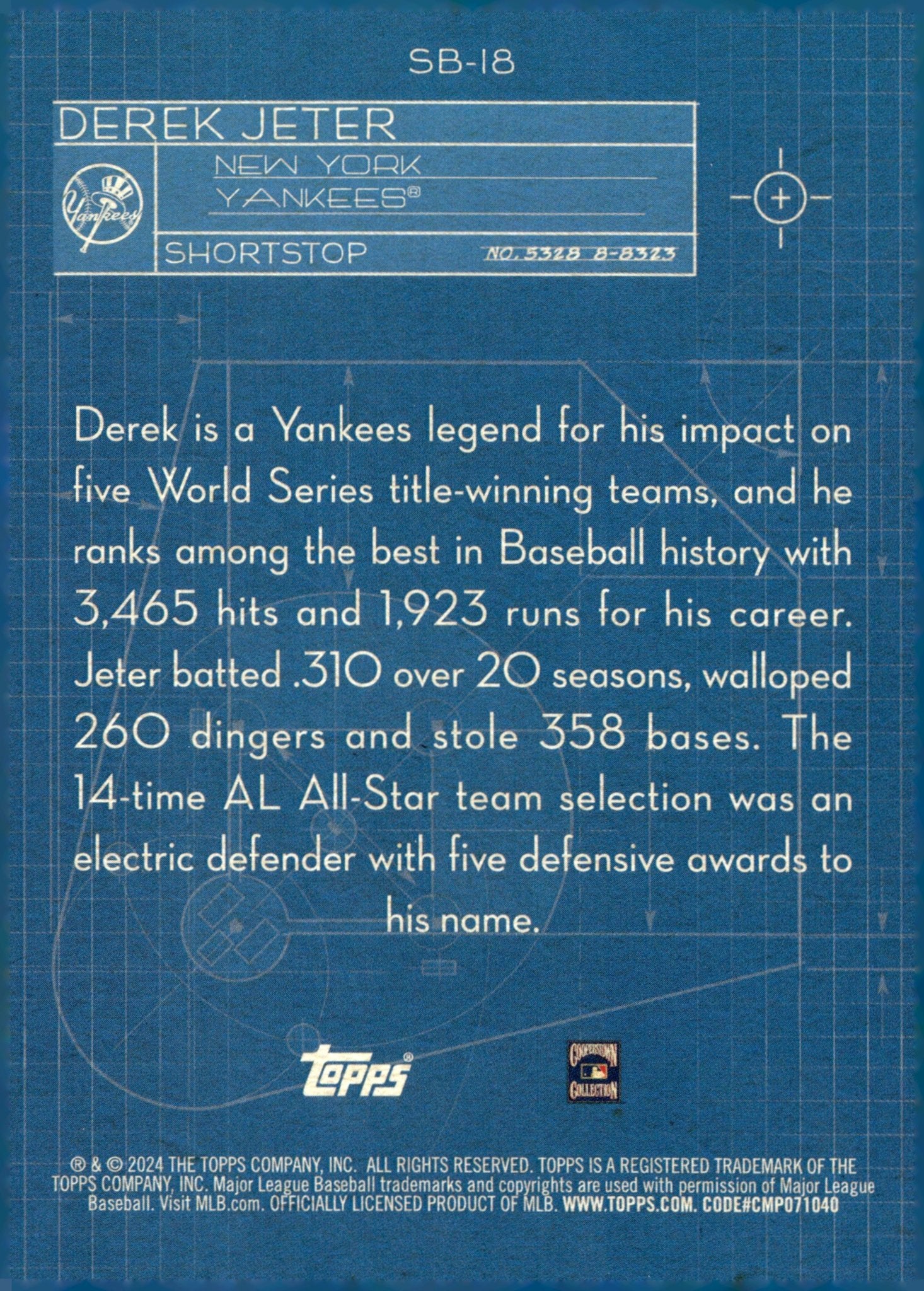 Derek Jeter 2024 Topps Series 1 Superstar Blueprint SB - 18 - Collector Store LLC
