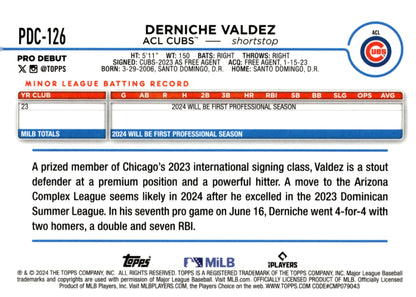 Derniche Valdez 2024 Topps Chrome Pro Debut Xfractor Refractor #PDC - 126 - Collector Store LLC