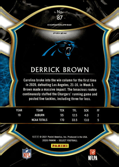 Derrick Brown 2020 Panini Select Prizm RC #87 - Collector Store LLC