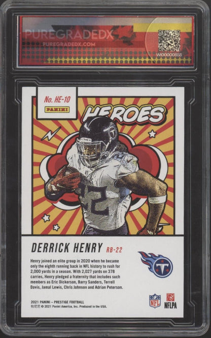 Derrick Henry 2021 Panini Prestige Heroes #HE - 10 Pure Graded X 9.5 - Collector Store LLC