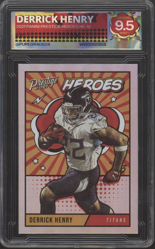 Derrick Henry 2021 Panini Prestige Heroes #HE - 10 Pure Graded X 9.5 - Collector Store LLC