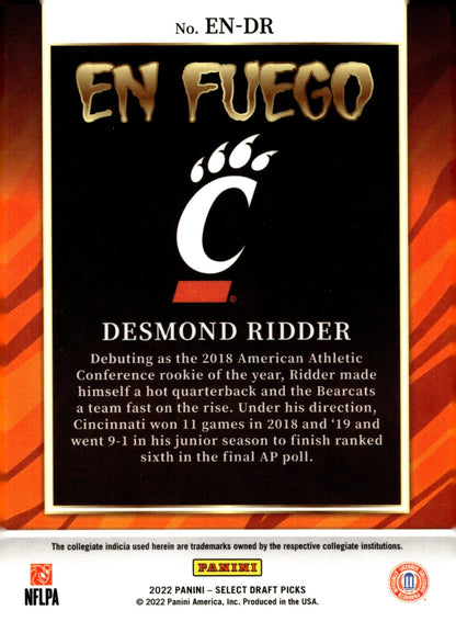 Desmond Ridder 2022 Panini Select Draft Picks En Fuego RC #EN - DR - Collector Store LLC