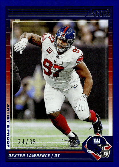 Dexter Lawrence 2024 Panini Score Artist's Proof Blue Holo 24/35 #214 - Collector Store LLC