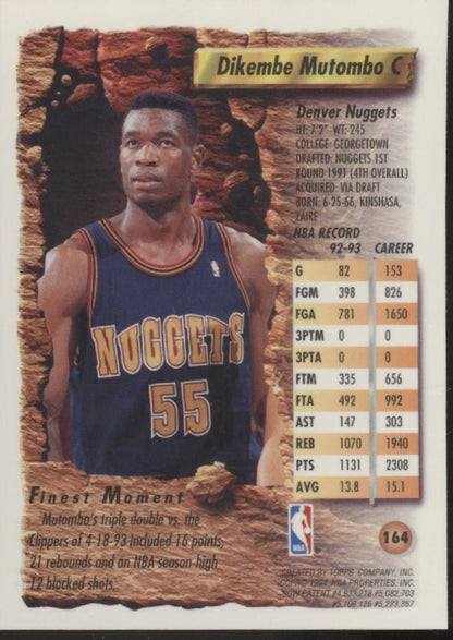 Dikembe Mutombo 1993 - 94 Topps Finest #164 - Collector Store LLC