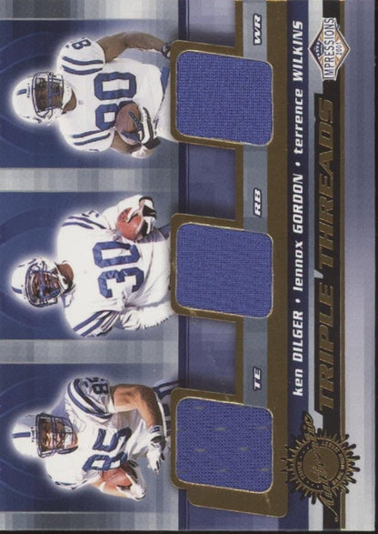 Dilger / Gordon / Wilkins 2001 Pacific Impressions Triple Threads Swatches #22 - Collector Store LLC