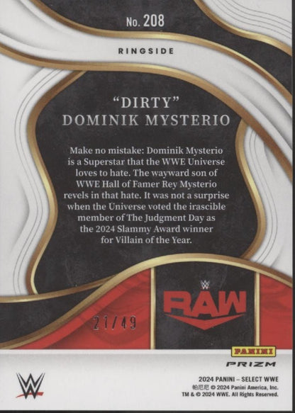 Dirty Dominik Mysterio 2024 Panini Select Blue Wave Prizm 21/49 208 - Collector Store LLC