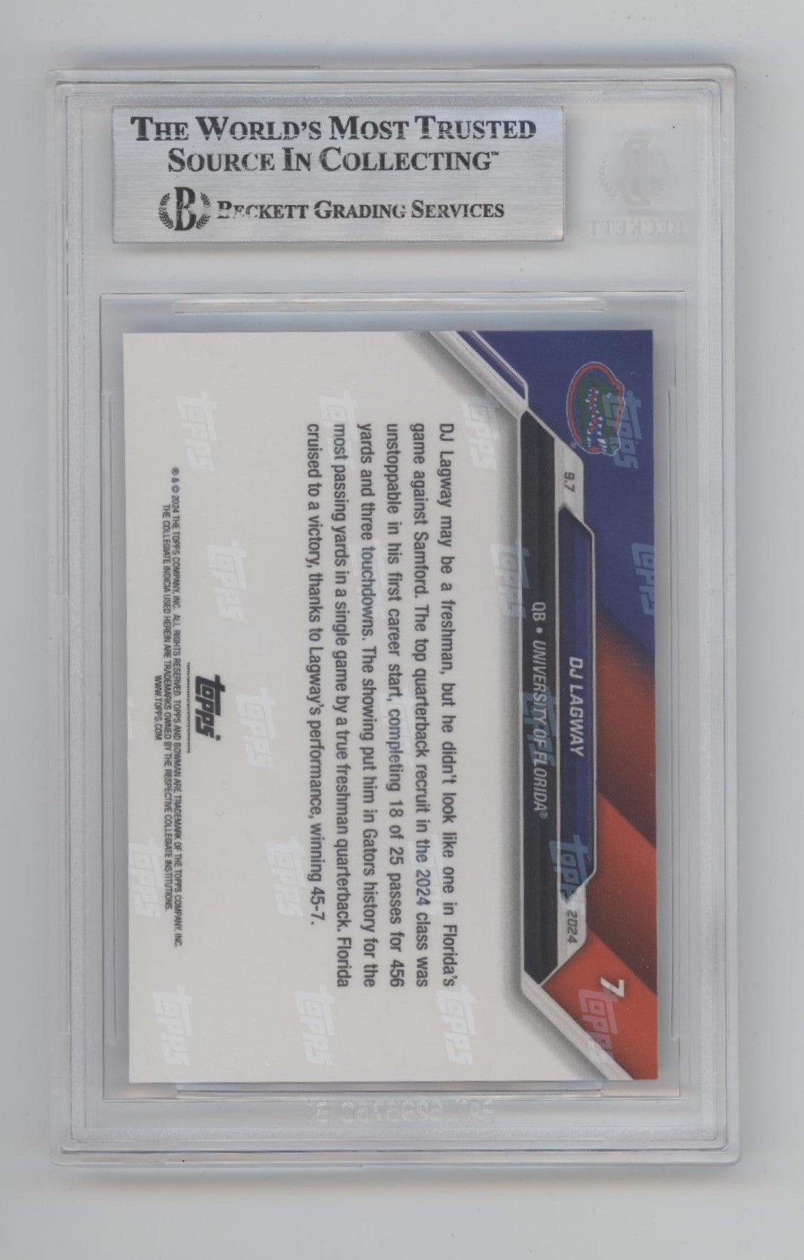 DJ Lagway 2024 Bowman University Now #7 Beckett 9 - Collector Store LLC