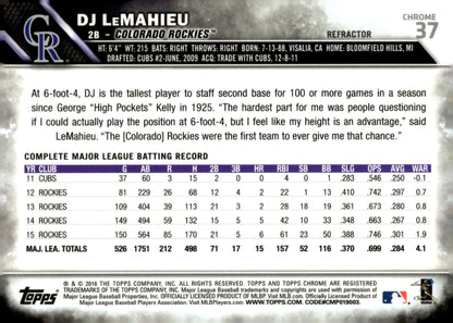 DJ LeMahieu 2016 Topps Chrome Refractor 37 - Collector Store LLC