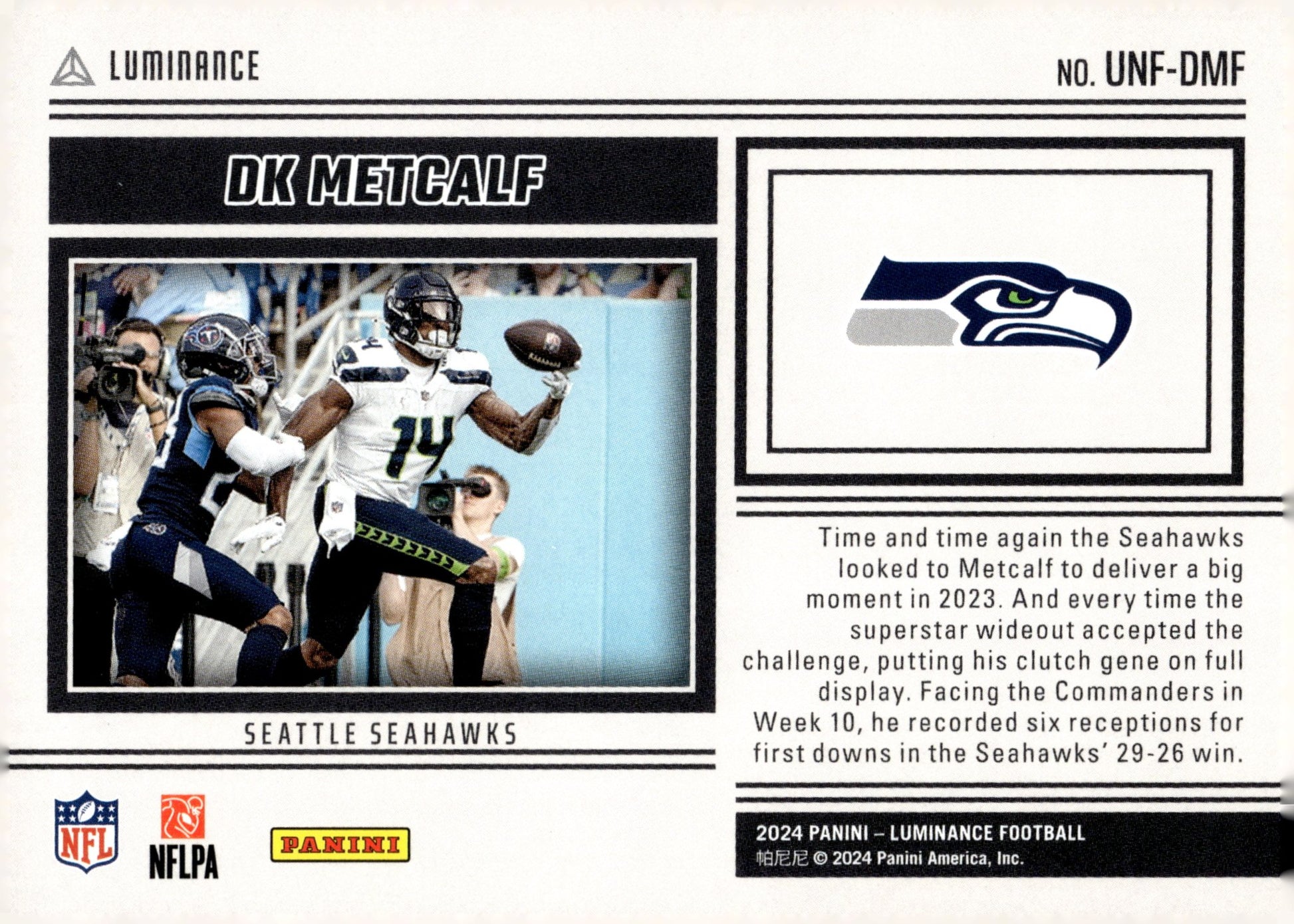 DK Metcalf 2024 Panini Luminance Unforgivable #UNF - DMF - Collector Store LLC